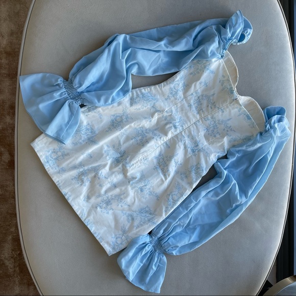 🙈 SOLD 🙈 NWOT Oh Polly floral long sleeve mini dress in pastel blue - Picture 10 of 13